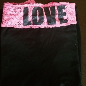 Lace trimmed yoga pants